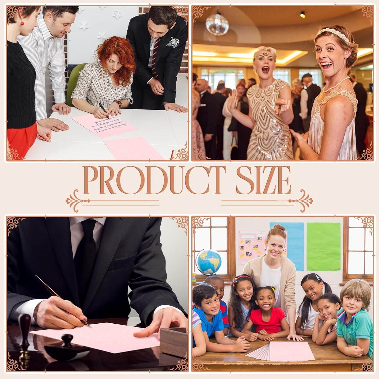 Epakh 200 Sheets Old Age Parchment Paper 8.5 x 11 Inch Standard Letter Vintage Colored Old Parchment Semblance Double Side Printing Paper(Light Pink)