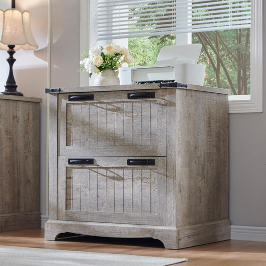 RedLemon File Cabinet with 2 Drawers, Farmhouse 30" Filing Cabinets with Hanging File Folders for A4/Letter/Legal Size Documents,Office Storage Cabinet for Study Room, Living Room(Light Rustic Oak)