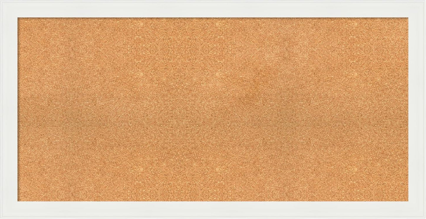 Amanti Art Natural Cork Board for Wall, 25x49 Vision Board with White Frame, Oversize Corkboard Office Decor for Home Organization, Casual Corkboard Pinboard to Display Items for Home Organization in
