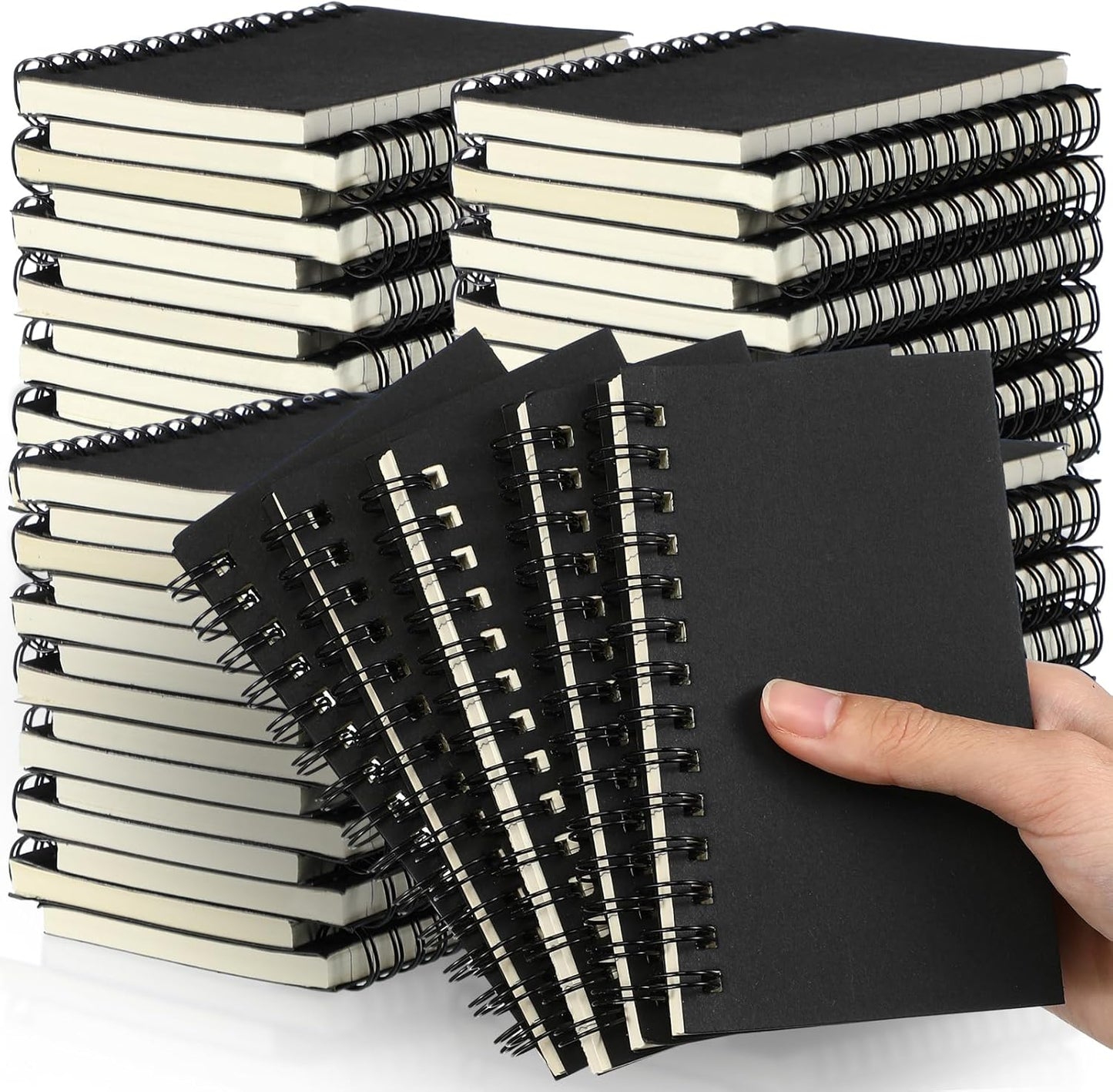 Jutom 54 Pcs Small Spiral Notebooks Memo Pads 3x5 Bulk Small Pocket Notebooks Mini Notepads with Lined Pages Mini Journals for Office Back to School Work Writing Supplies, 120 Pages (Black)