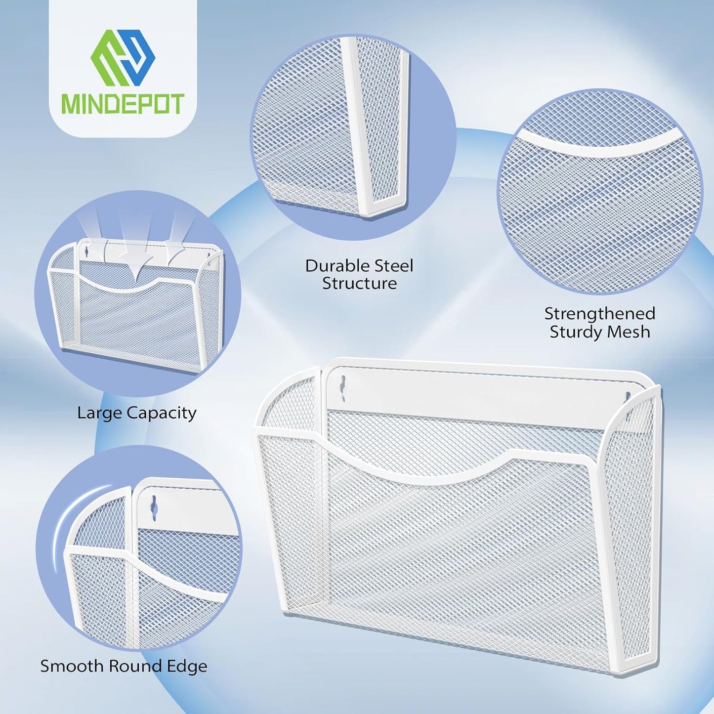 Wall File Organizer,Hanging Wall Mounted File Folder Binder Holder Mail Organizer for Office,Home and School Supplies