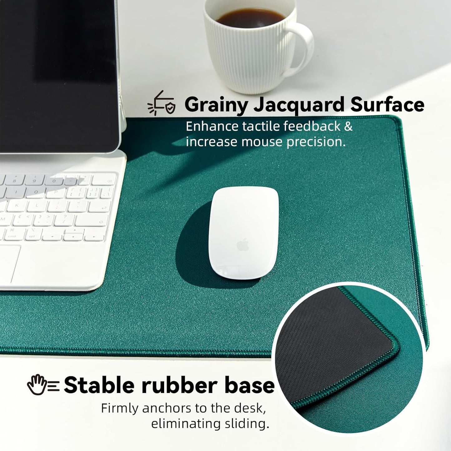 Waterproof Large Gaming Mouse Pad with Durable Stitched Edges, Non-Slip Rubber Base, Grainy Jacquard Mouse Mat Desk Pad for Home Office Gaming, 27.5"*11.8"*0.12", Green