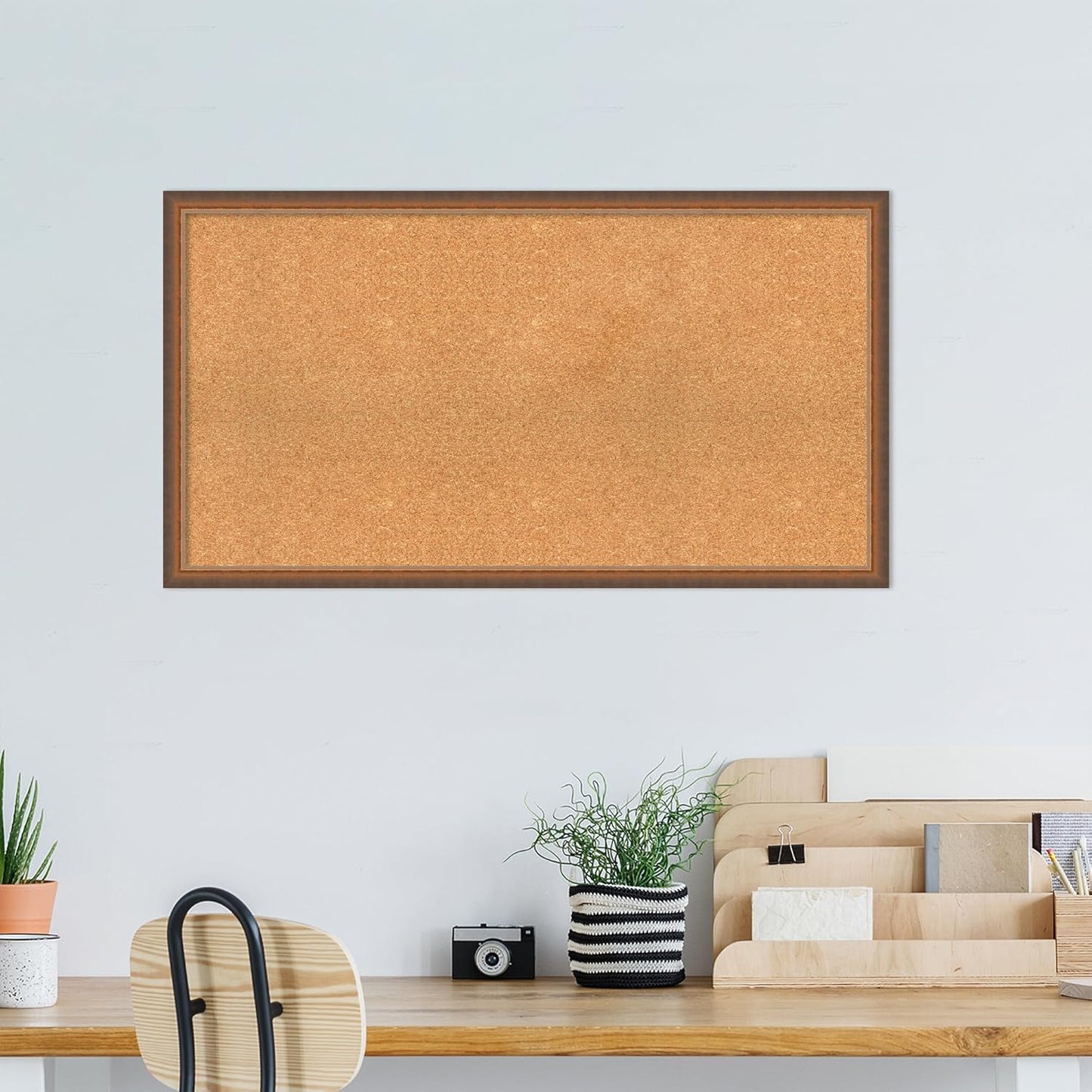 Amanti Art Natural Cork Board for Wall, 24x44 Vision Board with Bronze Frame, Oversize Corkboard Office Decor for Home Organization, Modern Corkboard Pinboard to Display Items for Home Organization