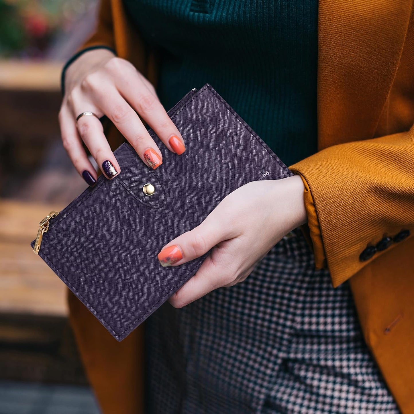 Travelambo RFID Wallet Women Large Size Bifold Multi Card Wallet Case with Zipper Pocke Credit Card Holder for Women