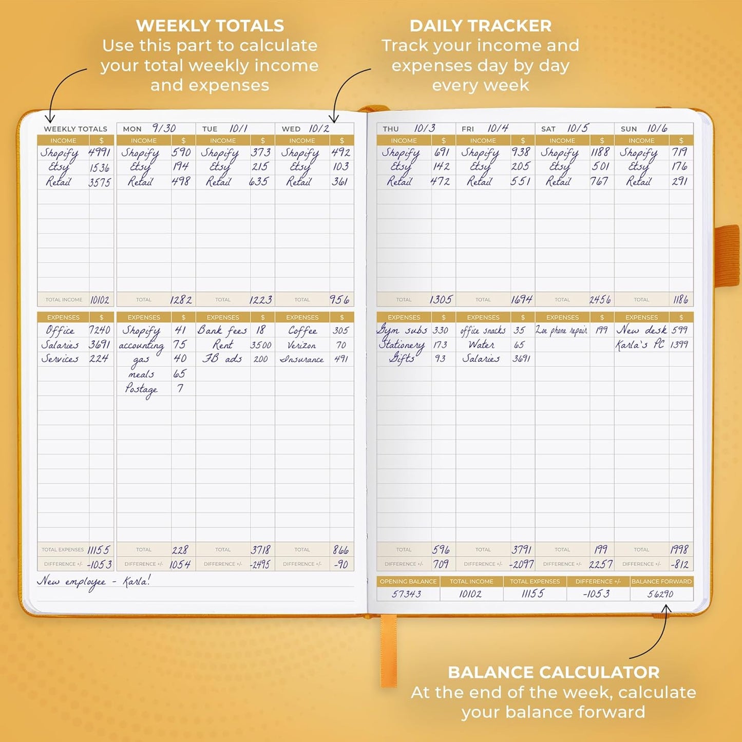 Clever Fox Income & Expense Tracker – Accounting & Bookkeeping Ledger Book for Small Business – 1-Year Record Notebook, A5 (Amber Yellow)