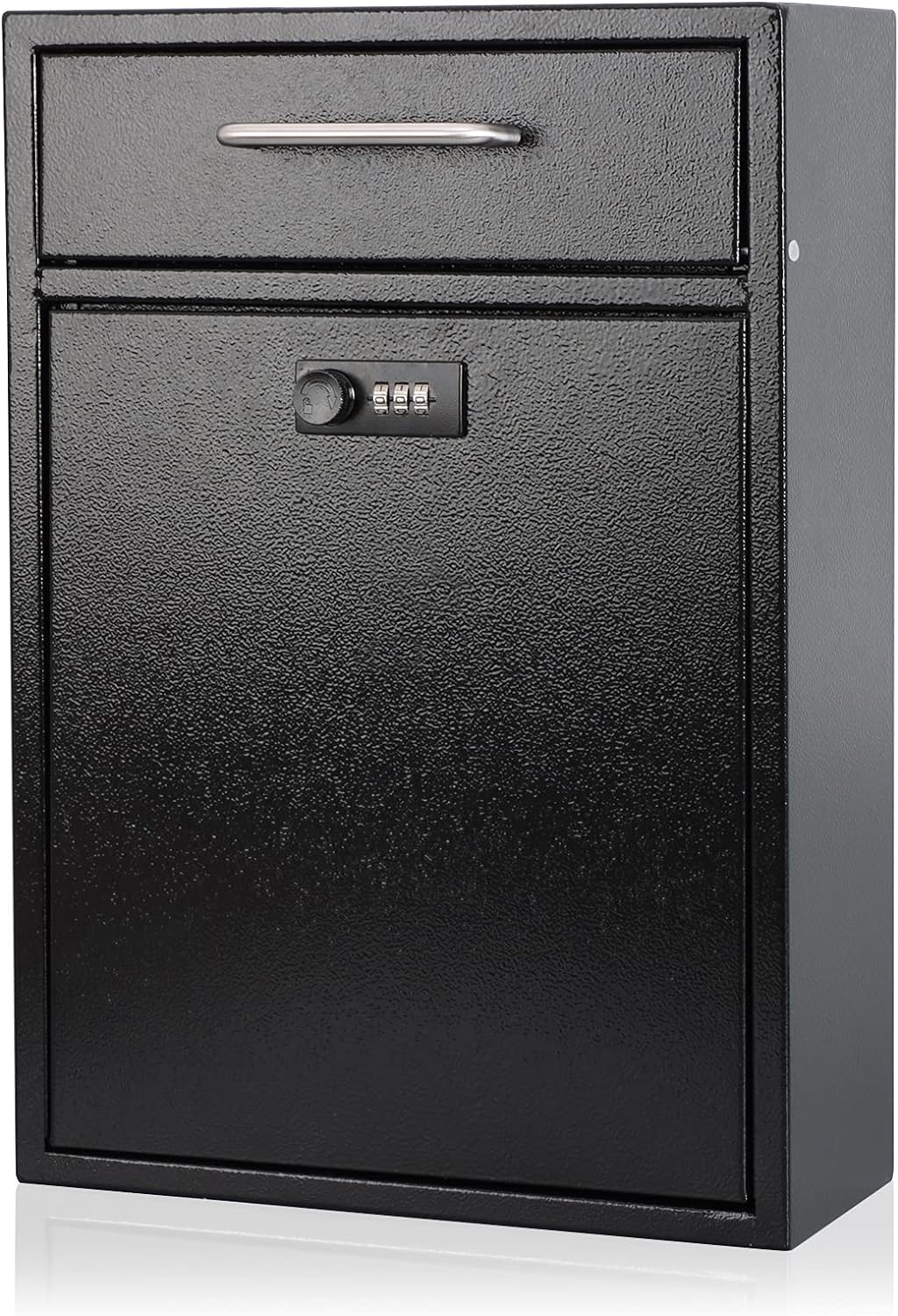 KYODOLED Steel Combination Lock Mail Boxes Outdoor,Locking Wall Mount Mailbox,Security Lock Drop Box,Collection Boxes,16.2H x 11.22L x 4.72W Inches,Black X Large