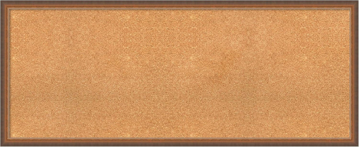 Amanti Art Natural Cork Board for Wall, 22x54 Vision Board with Bronze Frame, Oversize Corkboard Office Decor for Home Organization, Modern Corkboard Pinboard to Display Items for Home Organization