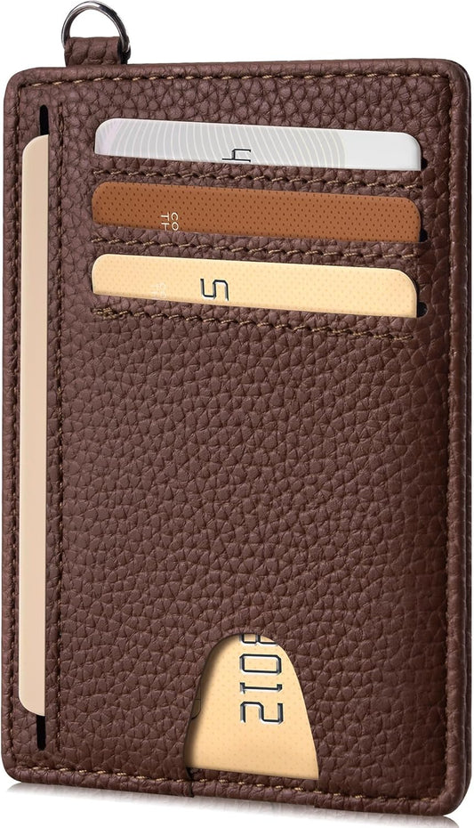 Mayski Slim Wallet, Credit Card Holder for Women, Minimalist Front Pocket RFID Blocking Card Cases, Small Wallet Women Men(Lichee Coffee)