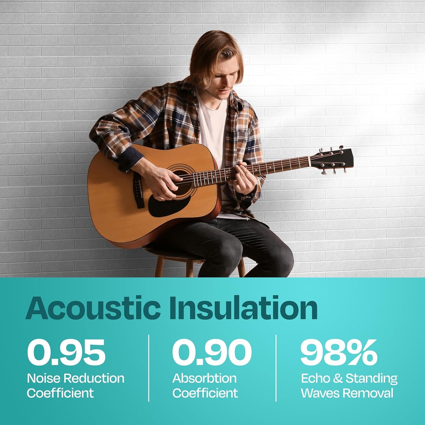 Acoustic Panels 18-Pack - Soundproof Wall Panels 12"X12"X0.4" Brick Style - Premium Sound Dampening - Easy Self-Adhesive Installation - White