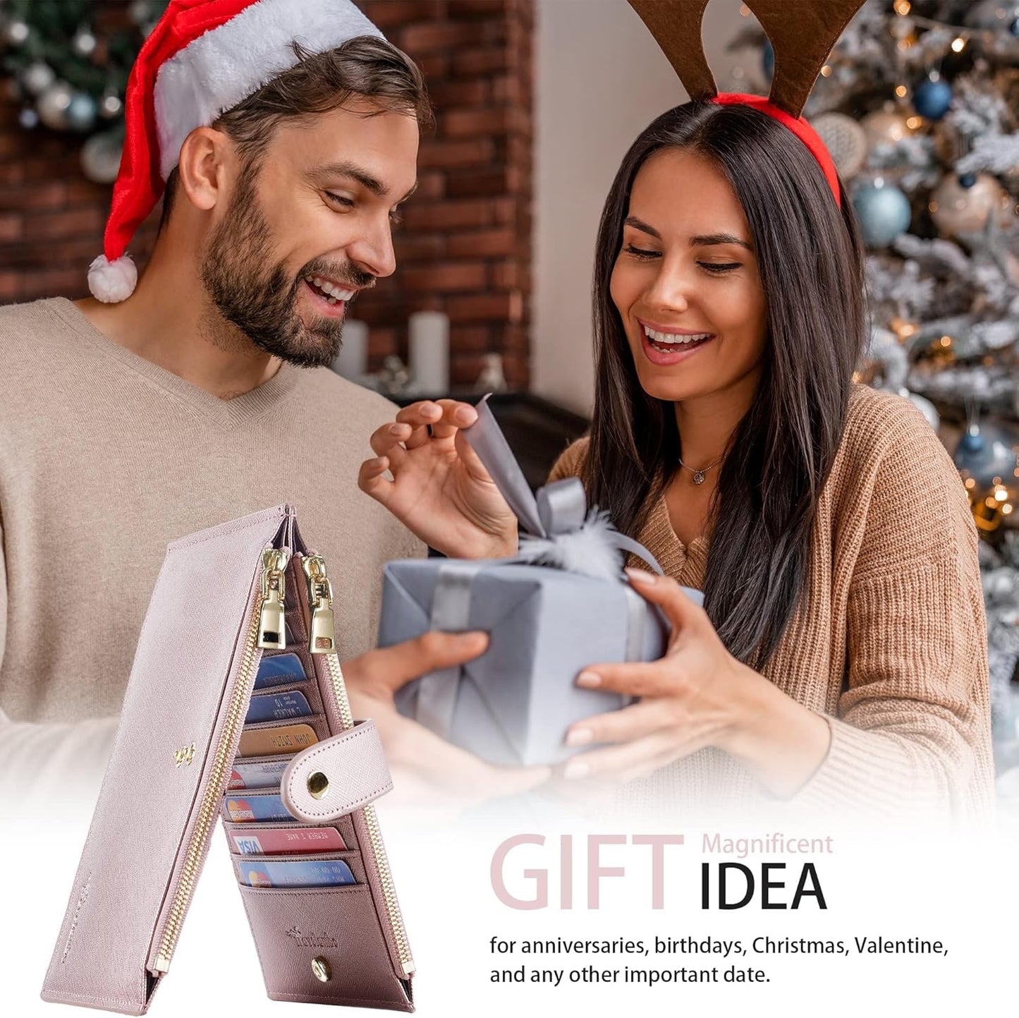 Travelambo RFID Wallet Women Large Size Bifold Multi Card Wallet Case with Zipper Pocke Credit Card Holder for Women