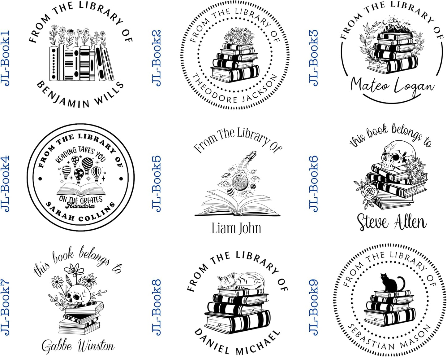 Pickled Stamps Personalized Embosser Book Stamp - from The Library of | Custom Books 1 5/8/ inchs x Black Red Blue Green Purple