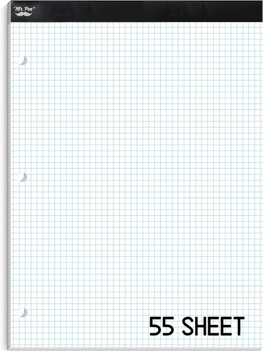 Mr. Pen Graph Paper, 5x5 (5 Squares per inch), 11"x8.5" Engineering Graph Paper Pad, 55 Sheet