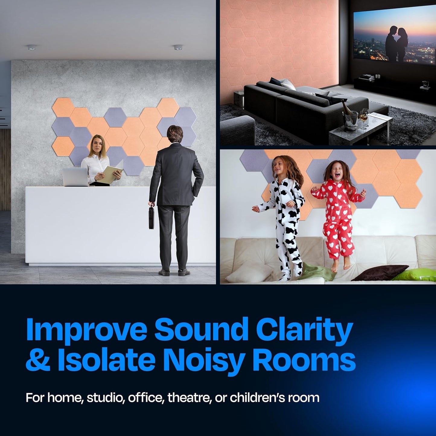 Acoustic Panels 12-Pack Soundproof Wall Panels 12"X10.4"X0.4" Sound Panels High Density Sound Dampening Panels - [Peach Beige Hexagon]