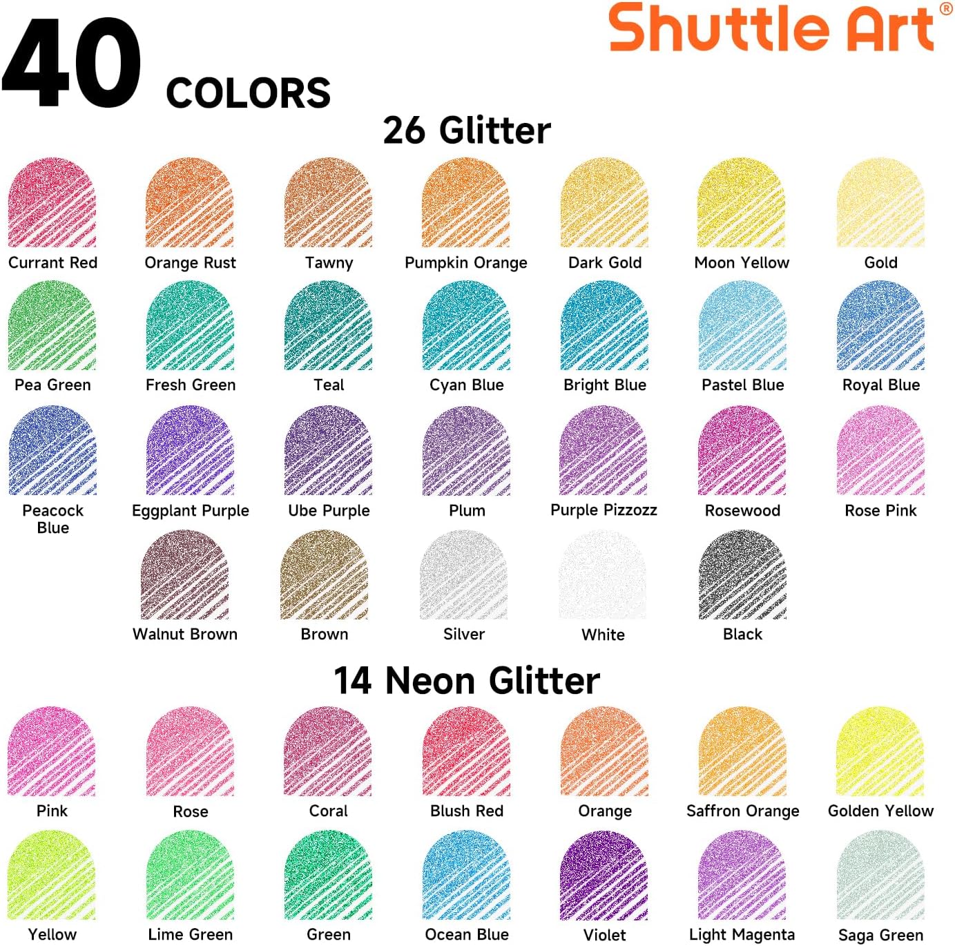 Shuttle Art 80 Pack Glitter Gel Pens, 40 Colors Glitter Gel Pens Set with 40 Refills for Adults Coloring Books Drawing Crafts Scrapbooking Journaling