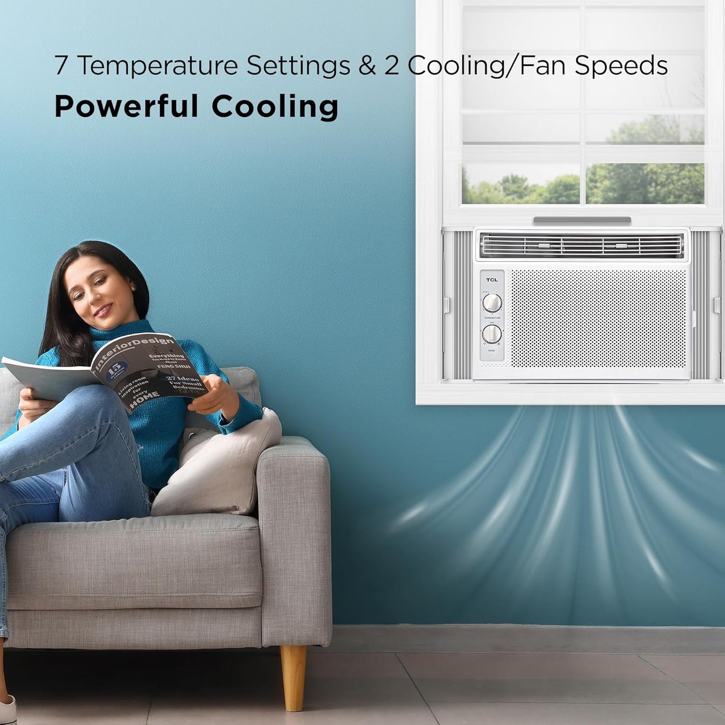 TCL H5W33M 5,000, 115V, AC for Small Rooms 5000 BTU Window Air Conditioner,150 Sq. Ft, Easy-to-Use, Reusable Filter, Compact Design, White