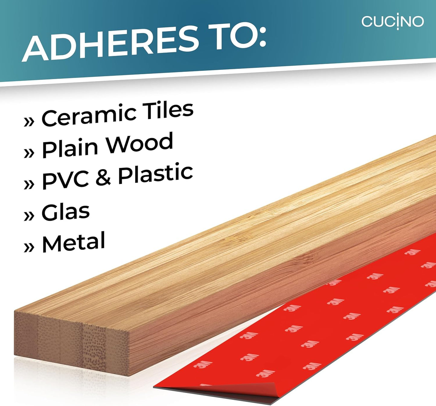 CUCINO Magnetic Knife Holder for Wall 10" No Drilling incl. Self Adhesive Tape - Extra strong Knife Holder - Awarded Knife Magnetic Strip - Made of Bamboo