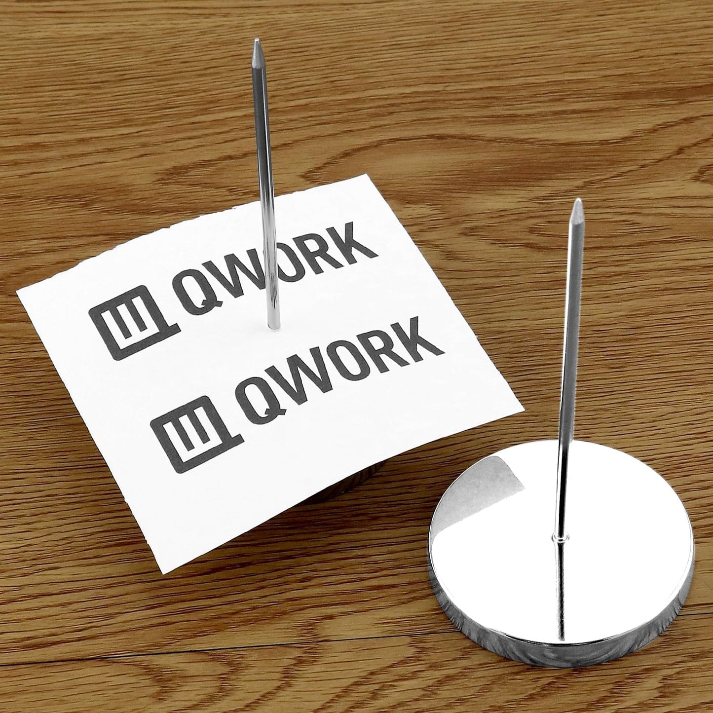 QWORK Desk Receipt Holder, 4 Pcs Spike Stick Receipts Check Bill Fork + 2 Pcs Black Paper Memo Holder Receipt Holder
