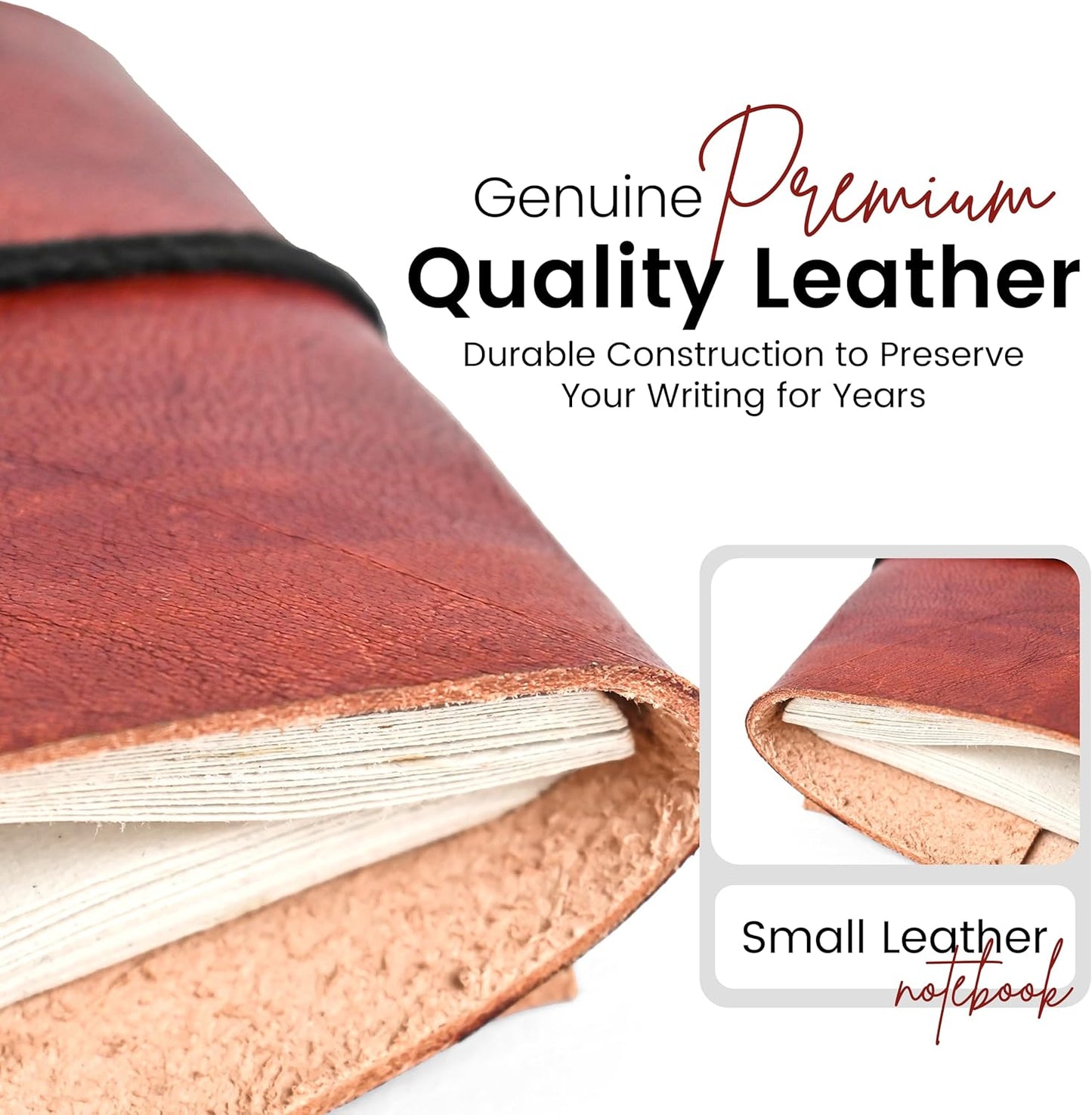 Set of 5 Vintage Handmade Mini Leather Bound Journals – Book of Shadows Journal with Unlined Deckle Edge Pages – Small Leather Diary for Writing, Drawing, Travel