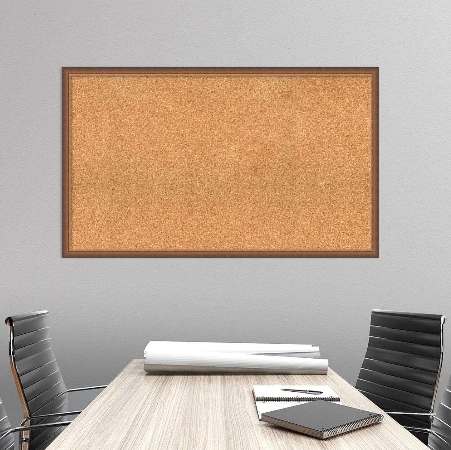 Amanti Art Natural Cork Board for Wall, 30x50 Vision Board with Bronze Frame, Oversize Corkboard Office Decor for Home Organization, Modern Corkboard Pinboard to Display Items for Home Organization