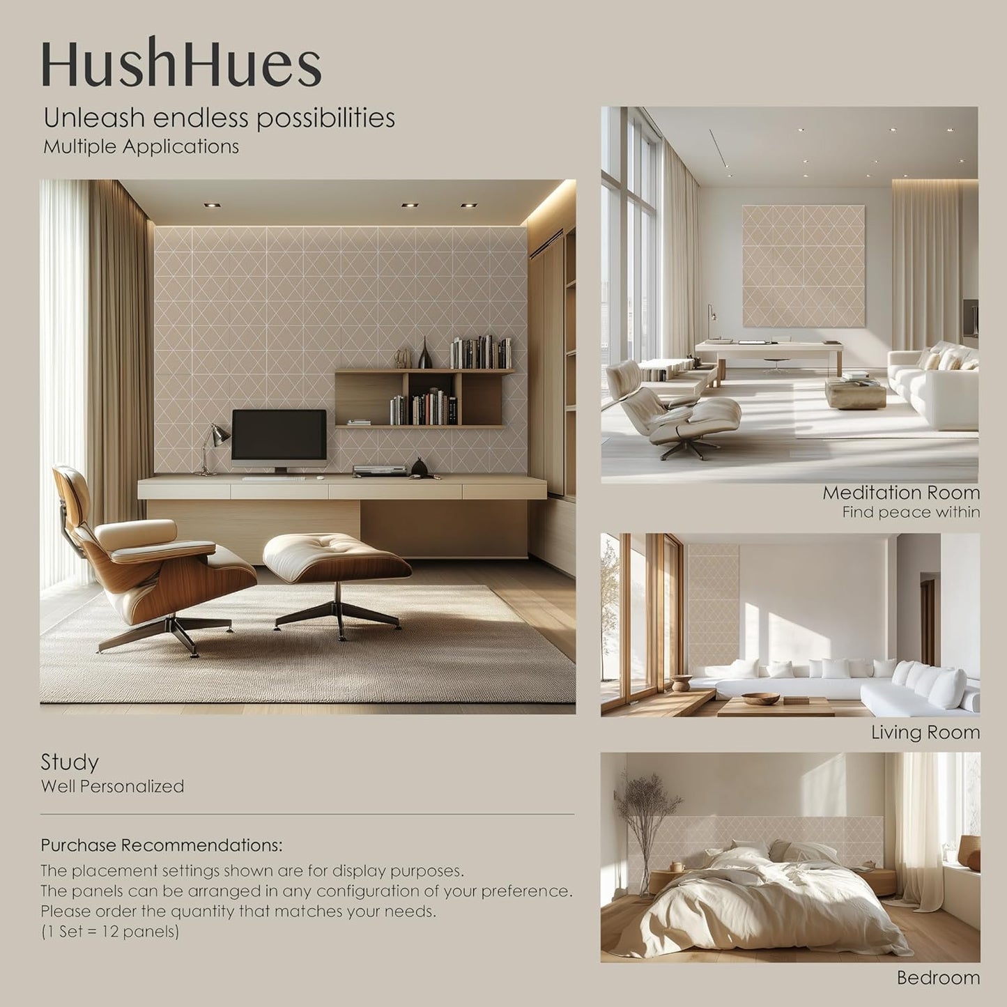 12-Pack Acoustic Panels, 16"x12"x0.4" Large Acoustic Wall Panels, Self-Adhesive Sound Absorbing Panels for Recording Studios & Offices, Camel+White Decorative Acoustic Panels