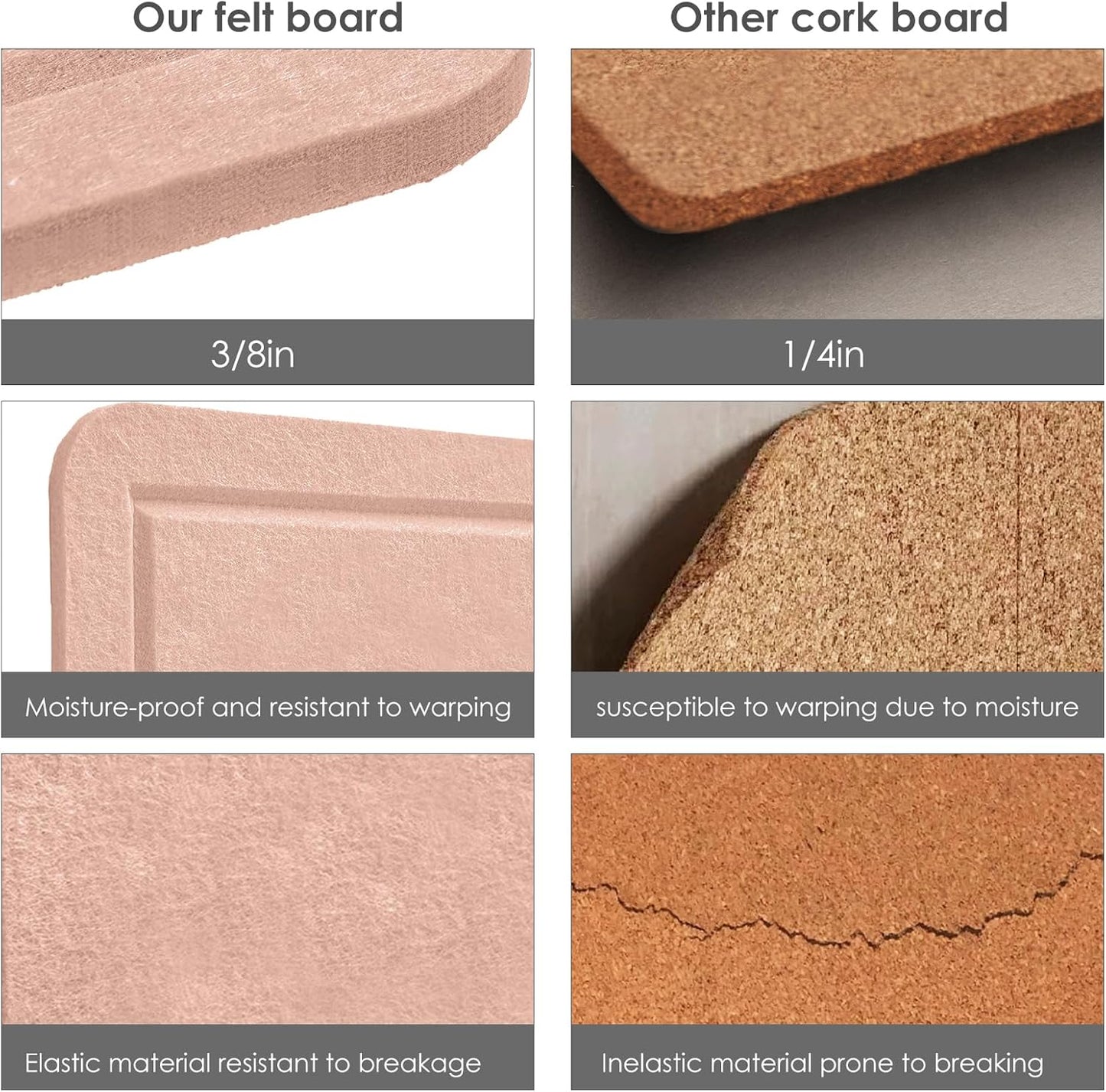 Large Bulletin Board - 48 x 36 Inches, Decorative Felt Pin Board for Wall - 4' x 3' Foldable Photo Display Board with Self-Adhesive Tape,Includes 20 Push Pins - Mauvey Pink