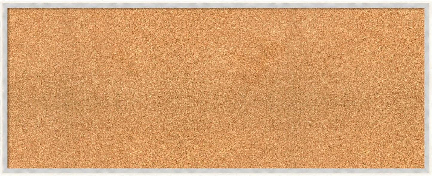Amanti Art Natural Cork Board for Wall, 19x47 Vision Board with White Frame, Oversize Corkboard Office Decor for Home Organization, Modern Corkboard Pinboard to Display Items for Home Organization in