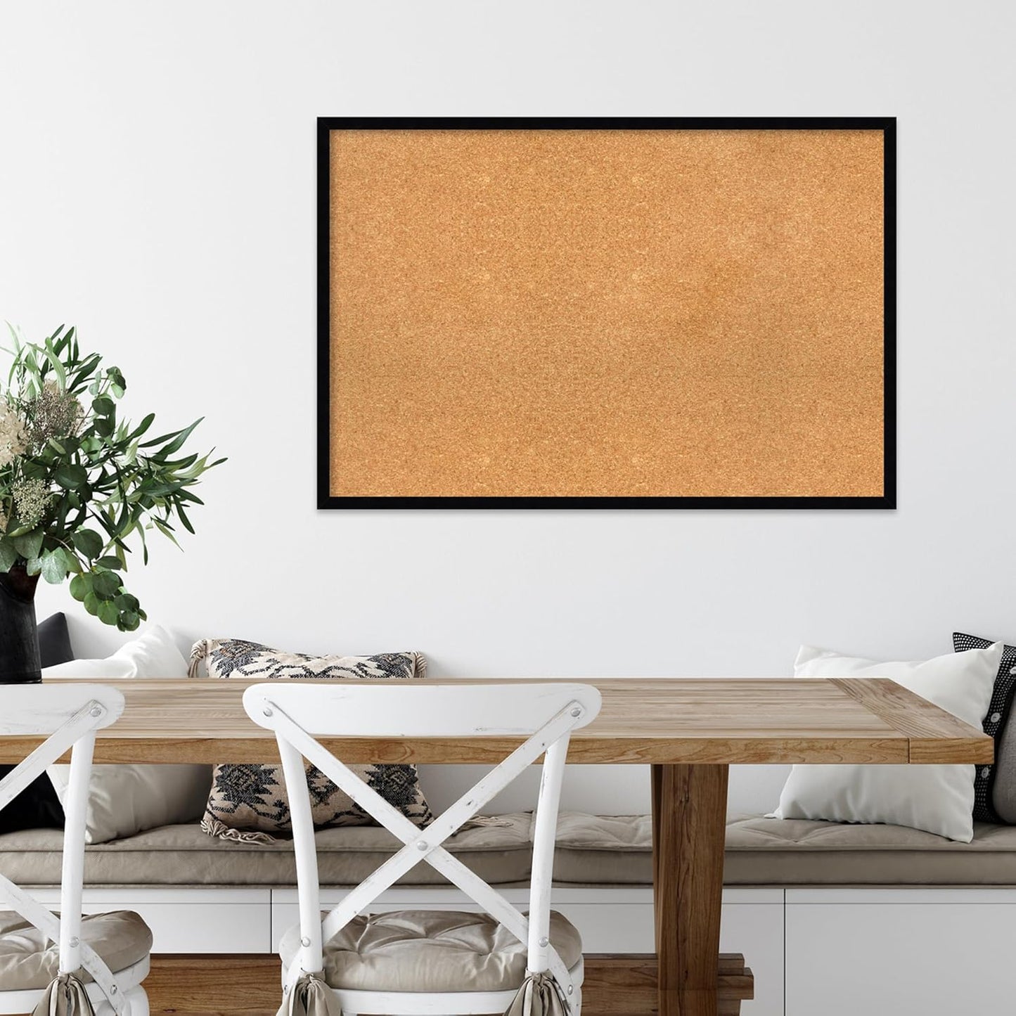 Amanti Art Natural Cork Board for Wall, 25x37 Vision Board with Black Wood Frame, Large Corkboard Office Decor for Home Organization, Modern Contemporary Corkboard Pinboard to display items for home
