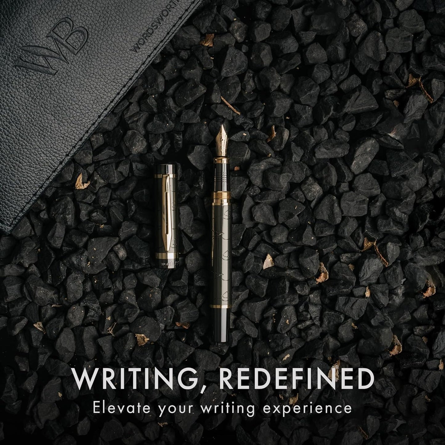 Wordsworth & Black Primori Fountain Pen Set [Gunmetal Gold]; Fine Nib, Gift Case, 24 Ink Cartridges, Refill Converter, Manual; Journaling, Calligraphy, Smooth Writing Pens; Left and Right Handed