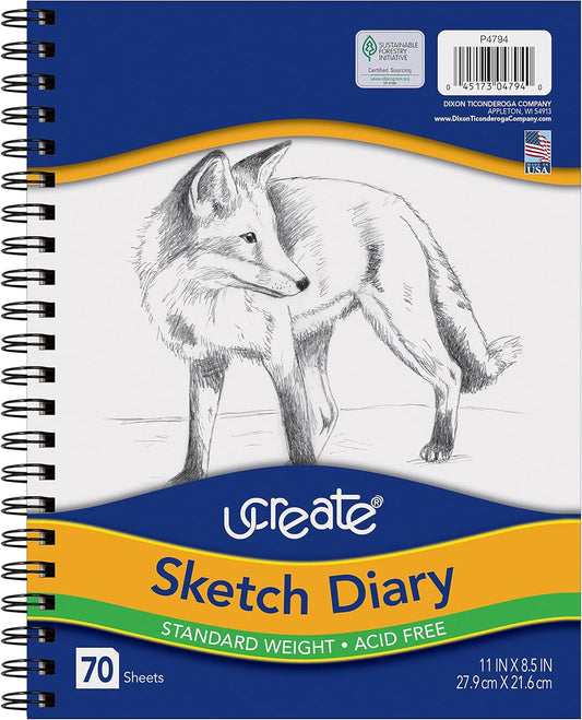 UCreate Sketch Diary P4794, 11" x 8 1/2", 70 Sheets