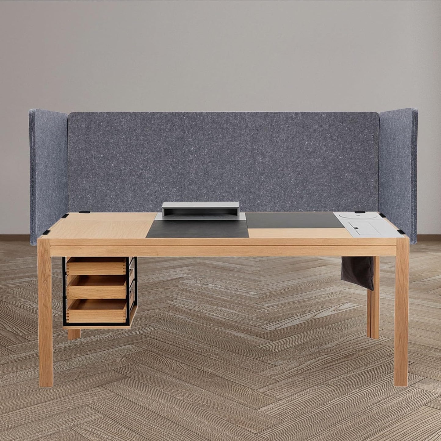 Clamp-On Office Partition, Privacy Panel for Desk, Sound Absorbing Cubicle Desk Divider, Three-Side Panel, 59 X 24 X 24 / Gray