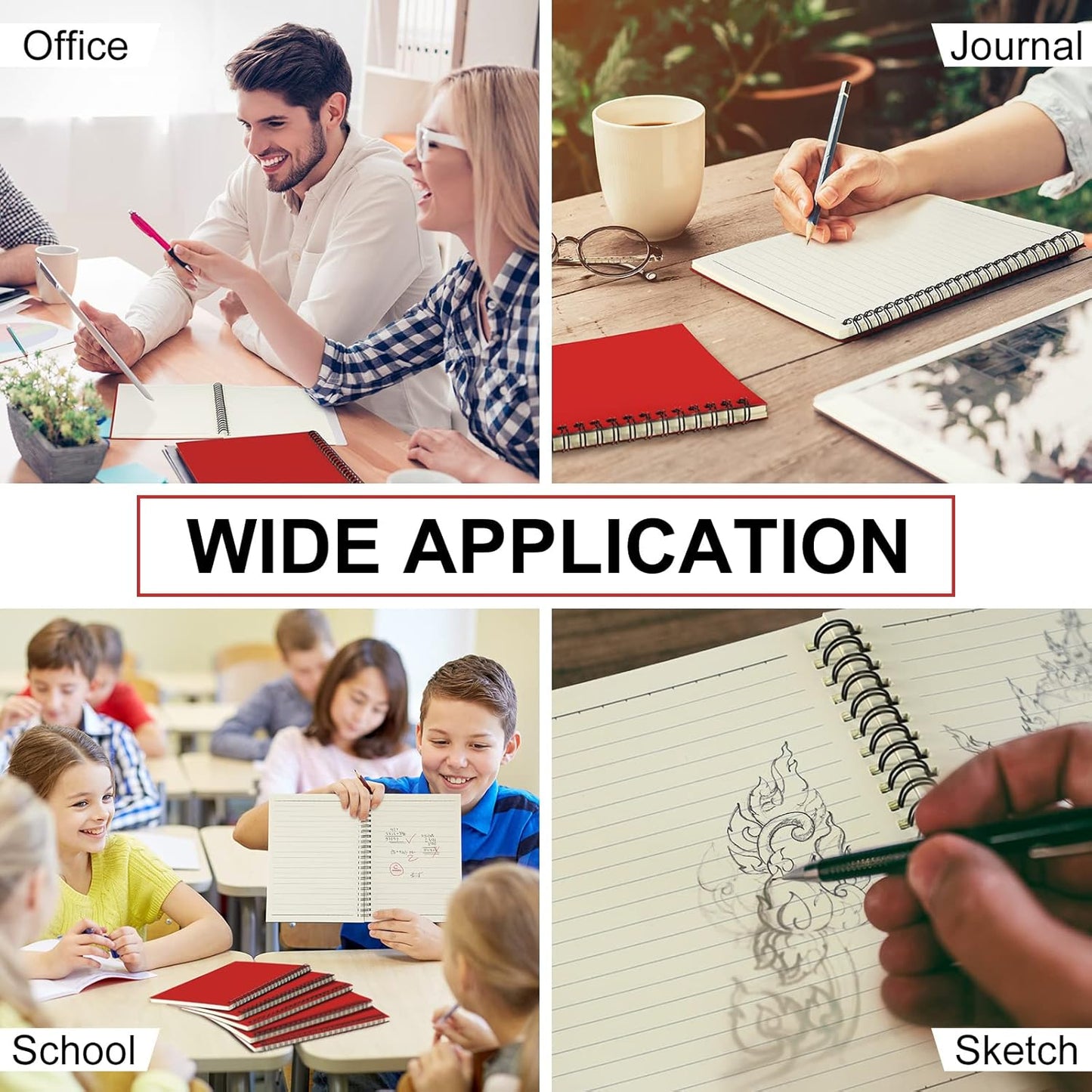 Yahenda Spiral Notebook Bulk A5 Journal Lined 8.3'' x 5.5'' Writing Composition Paper Small Notepad Subject Notebook for Students Office Business Back to School Supplies(Red,18 Pcs)