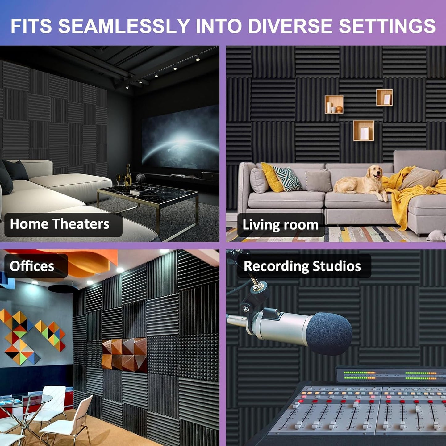 JBER 12 Pack Acoustic Foam Panels, 1" X 12" X 12" Studio Soundproof Wedge-Shaped Fireproof Soundproof Liner Acoustic Treatment Foam (red)