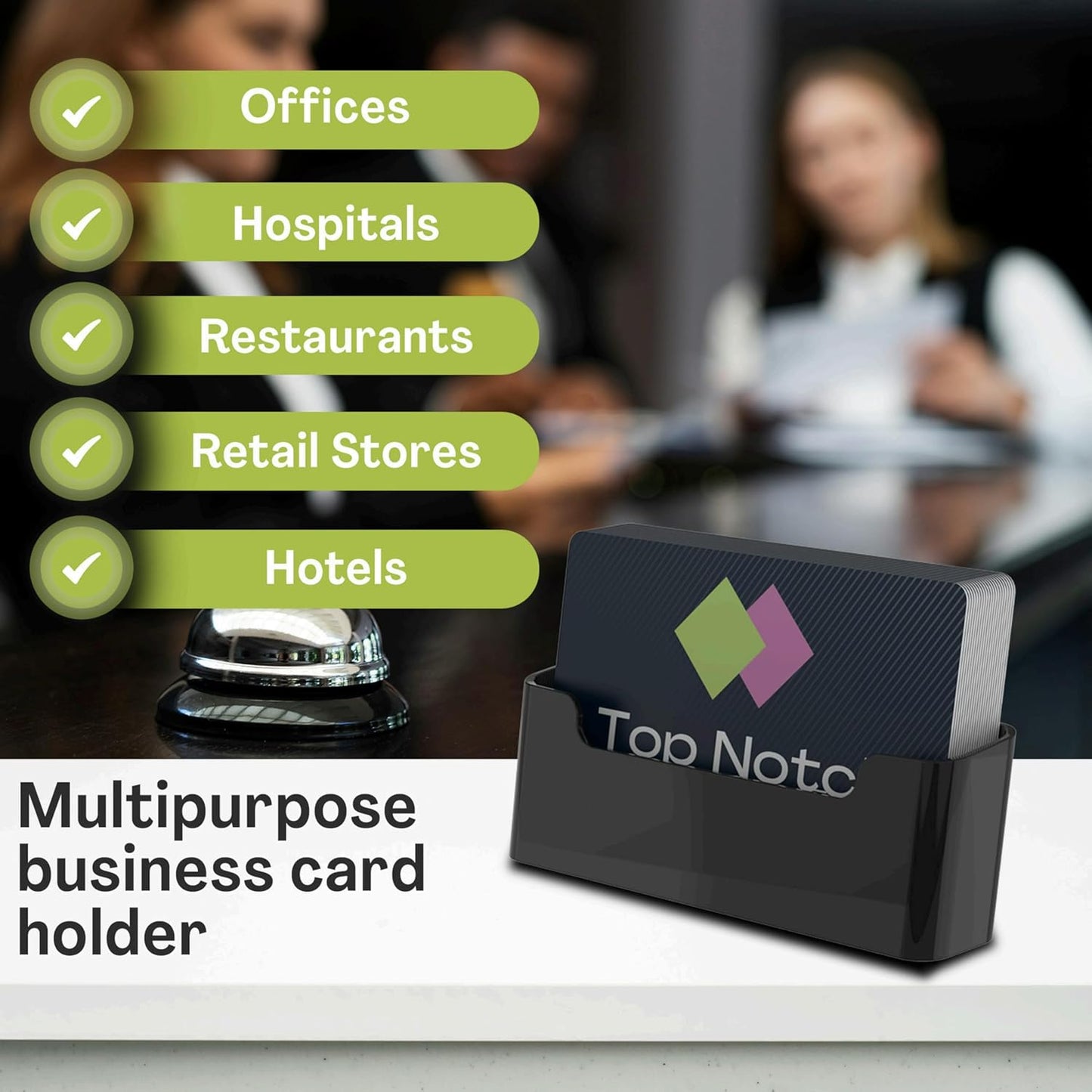 Acrylic Business Card Holder for Desk - Gift & Business Card Display Stand, Sleek & Durable Card Holder Display for Office, Home & Retail Use, Fits 50 Business Card, 24 Pack - Black