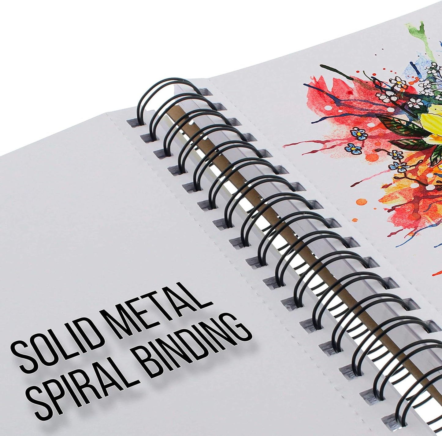 U.S. Art Supply 11"x14" Mixed Media Sketchbook, 2 Pack (60 Sheets), 98 lb (160 GSM) - Spiral-Bound Pad with Perforated Acid-Free Paper - Artist Sketch Book for Drawing, Painting, Watercolor