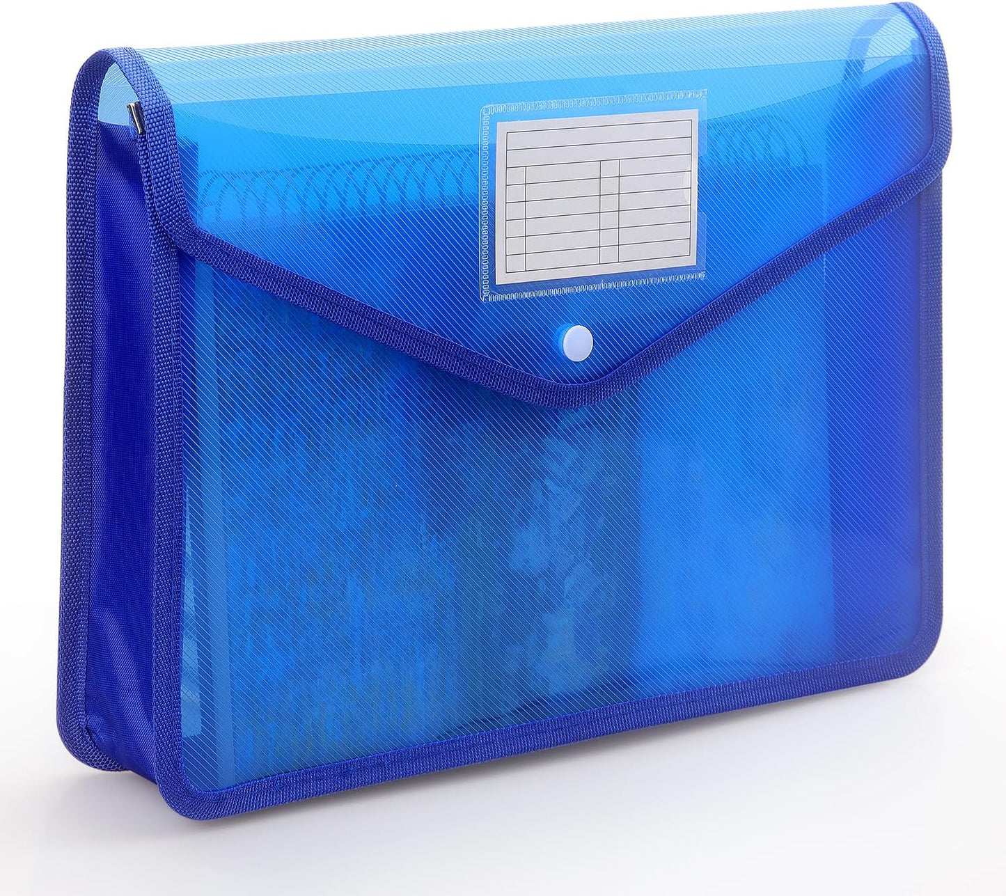 Plastic Expanding File Folder, Transparent envelopes with Snap Closure, No Dividers, Large Capacity, Fit Letter/A4 Size (Blue)