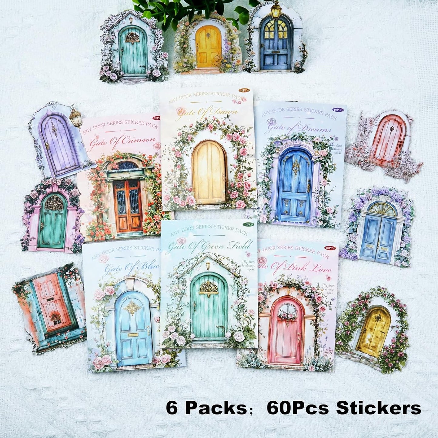 Pop-up Door Cardstock Sticker Set, 60PCS Fantasy Portal Stickers for Scrapbooking, Journaling, DIY Crafts and Planner Decoration