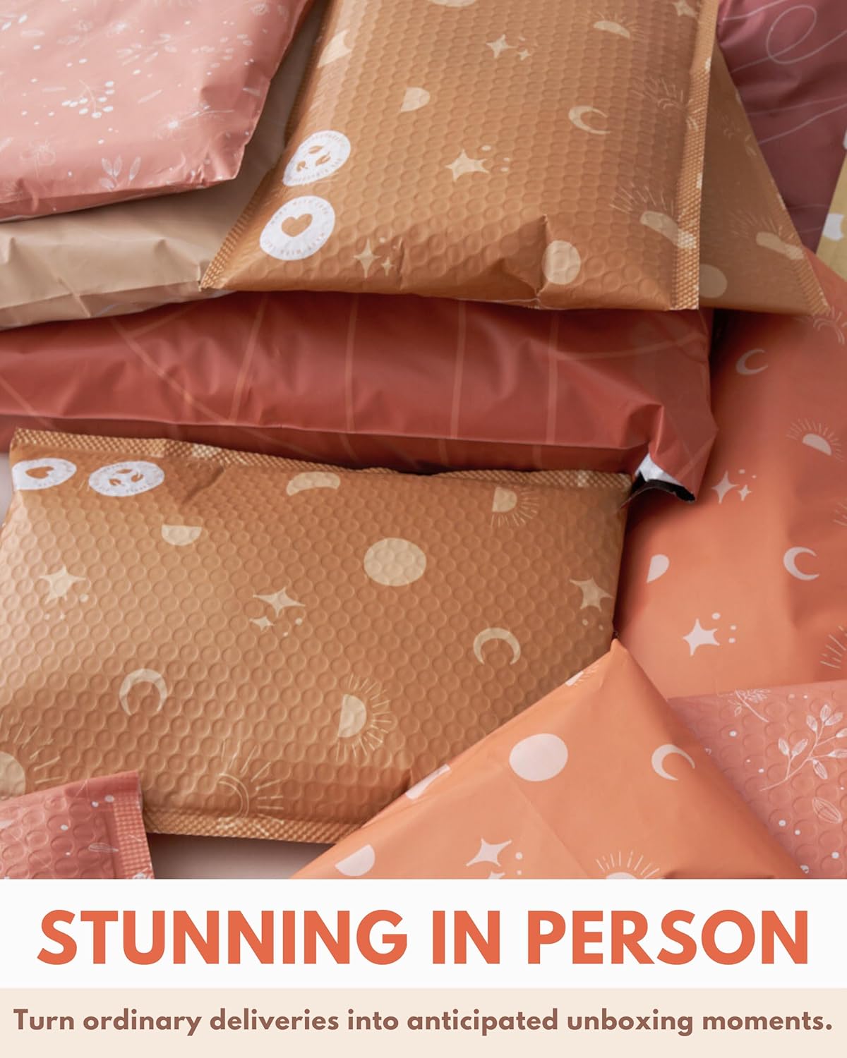 Bubble Mailers 8.5x12-25 Pack Biodegradable Shipping Bags for Accessories - Impack Self-Seal Protective Thick Mailing Envelope for Accessories & Clothing - Celestial Tan