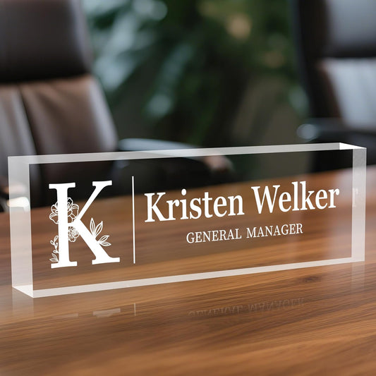 Personalized Desk Name Plates, Acrylic Engraved Name Plate for Desk, Custom Office Gifts & Desk Decor for Women Men, Employee Appreciation Gifts for Boss Teacher Nurse