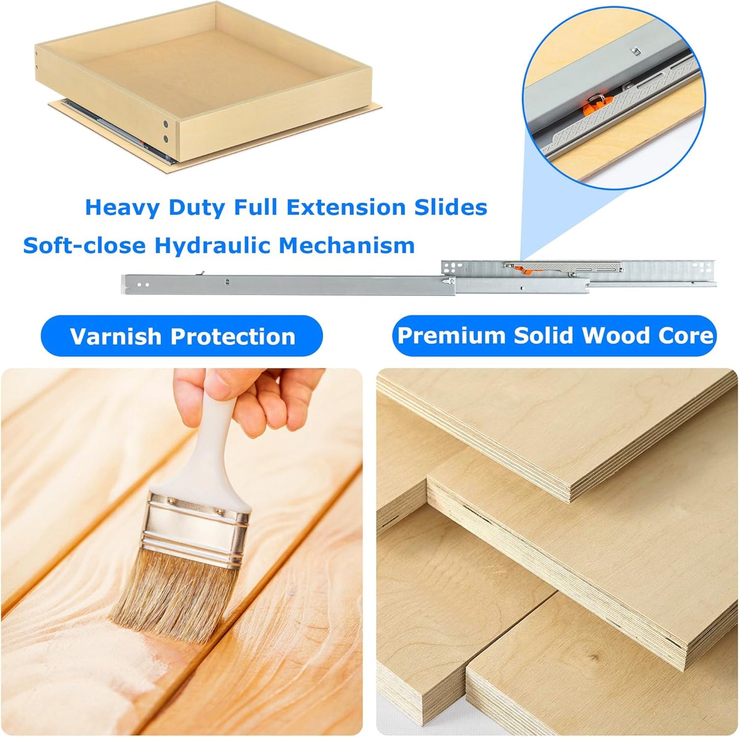 WelFurGeer Soft Close Pull Out Cabinet Organizer, 29" W x 22" D Pull Out Drawer for Cabinets, Cabinet Roll Out Drawers, Slide Out Drawers, Durable Pullout Drawer for Home & Kitchen Organization