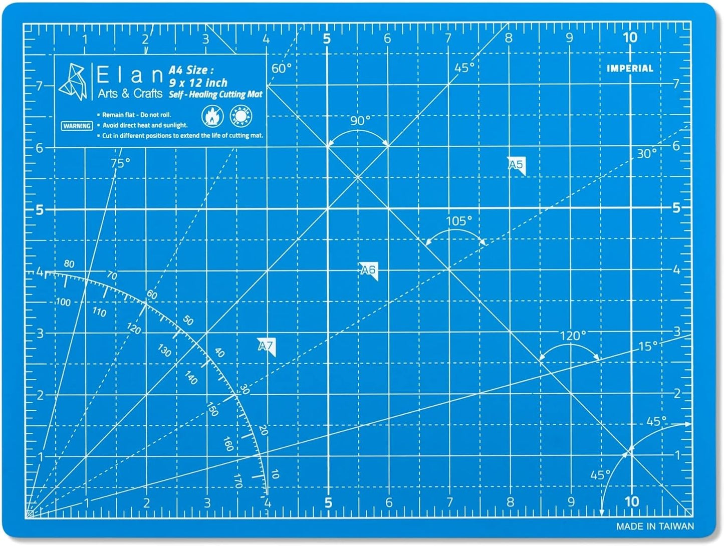 Elan Cutting Mat A4 Blue, Self Healing Cutting Mat 9x12 Inch, 5-Ply Craft Board Blue, Hobby Board for Crafts 9x12 Inch