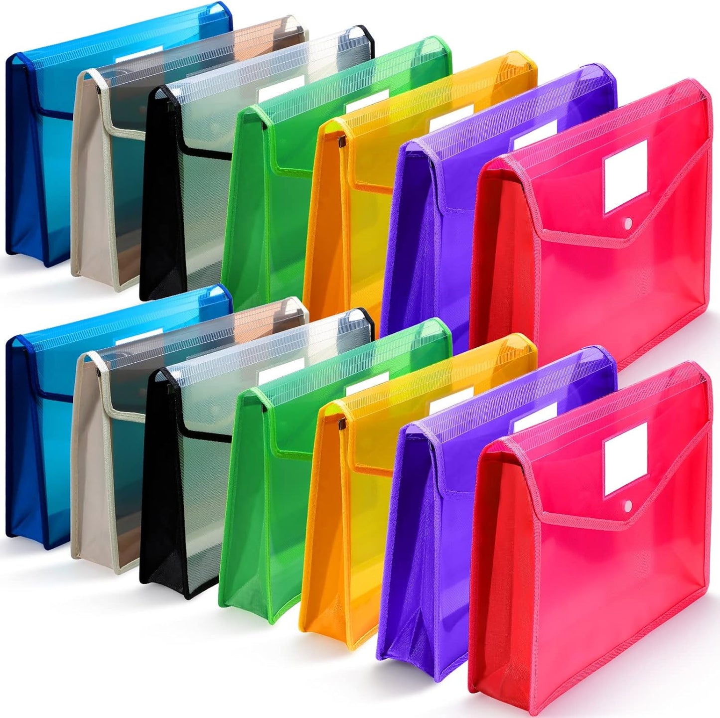 B4 Plastic Expanding File Folders Wallet for School Classroom Envelope File Folder Document Organizer Colorful Receipt Organizer with Snap Closure for Office(Mixed Color,14 Pack)
