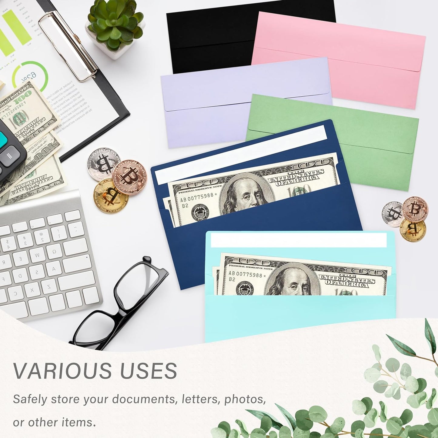 100 Pack #10 Business Envelopes, Self Seal Standard Light Blue Envelopes for Secure Business & Legal Mailing, Office, Checks, Letter, Invoices, 4 1/8 x 9 1/2 Inches