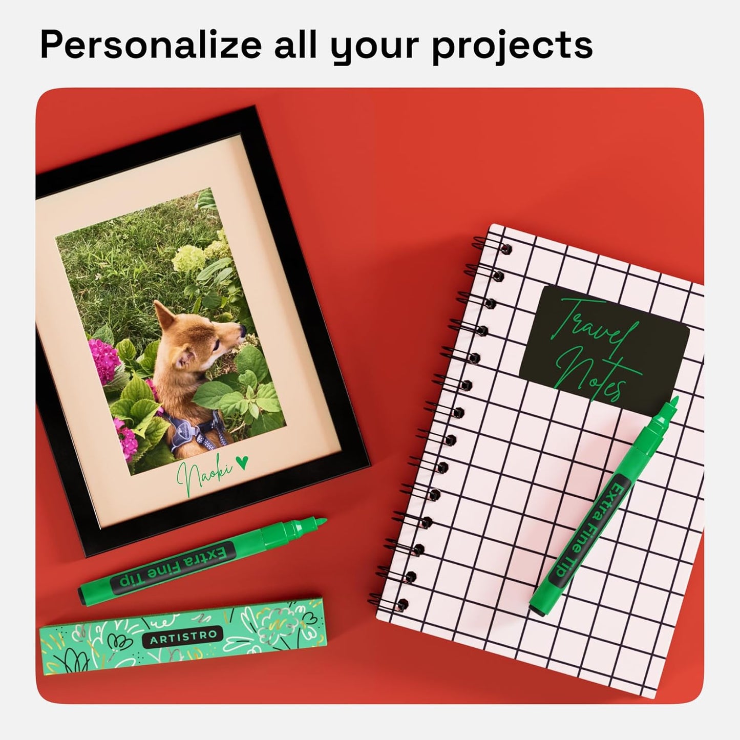 ARTISTRO 2 Green Acrylic Paint Markers - 0.7mm Extra Fine-Tip Paint Pens - Perfect for Crafting, Art Projects, & More