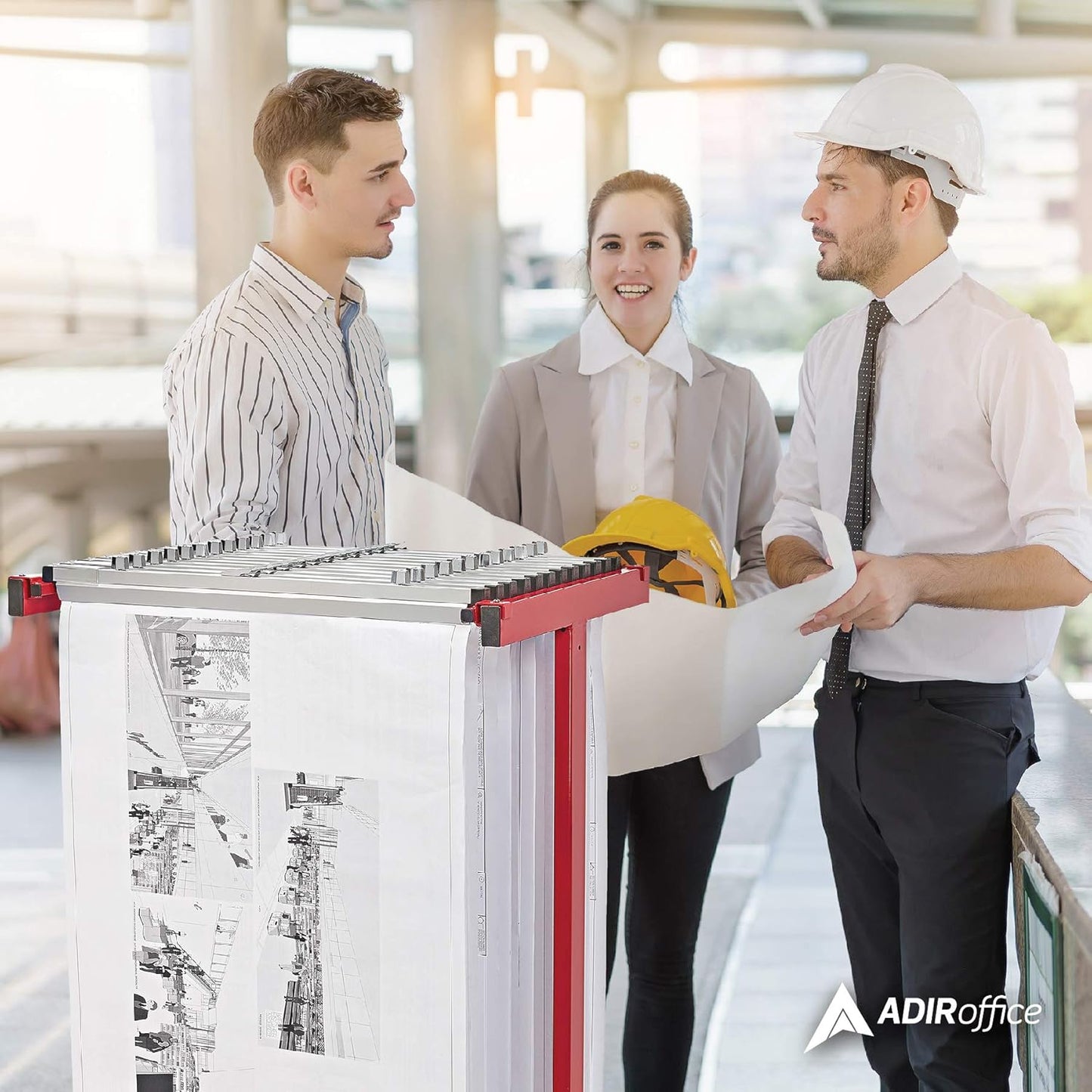 Adir Mobile Blueprint Storage Rack - Adjustable Mobile Blueprint Holder, Vertical Architect Drawing Rack with Wheels, Poster Display, Construction Plans Holder (Without Blueprint Clamps)