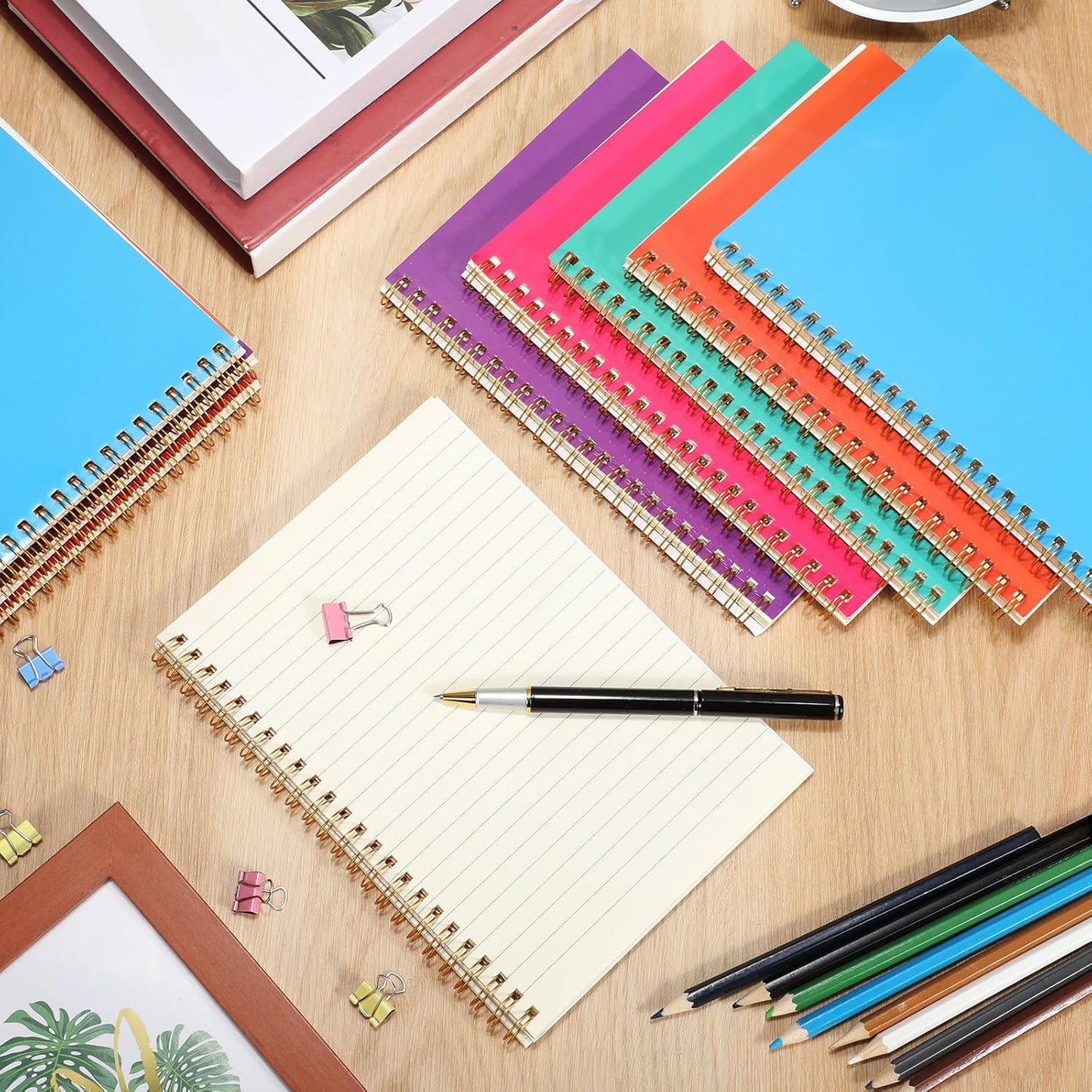 PerKoop 100 Pack Spiral Notebook 8.3 x 5.5 Inch College Ruled Notebook Bulk A5 Wide Ruled Journals Bulk 1 Subject 50 Sheets Thick Diary Notebooks for School, Office Business, Home Use(Colorful)