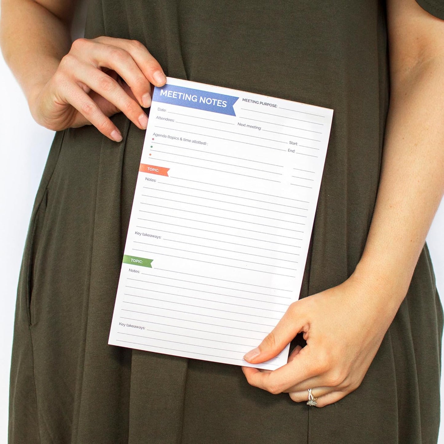 bloom daily planners 6" x 9" Double Sided Meeting Notes Planning Pad for Work Organization - Topics, Takeaways, Action Items & Follow-Ups - Undated Meeting Agenda Notepad