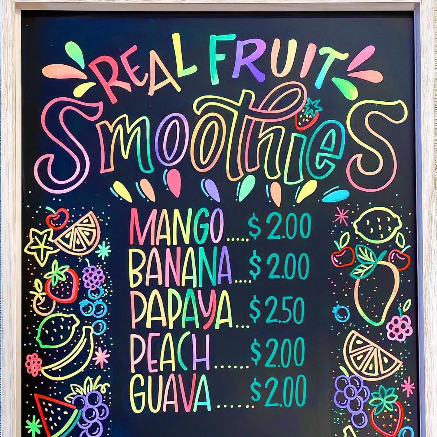 SFAIH 8 Vibrant Liquid Chalk Markers Erasable - Chalk Pens for Blackboard, Calendar, Windows, Glass, Bistro, Stores, Signs, Zero Dust, Non-Toxic, 4.5mm Reversible Tip, With Highlighter Color Markers