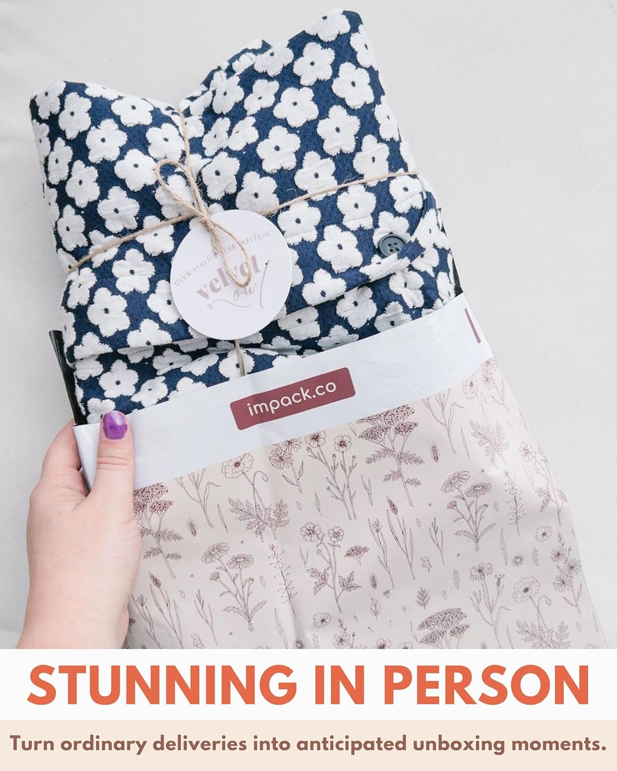 Poly Mailers 10x13-25 Pack Biodegradable Shipping Bags for Clothes - Impack Self-Seal Waterproof Thick Mailing Envelope for Accessories & Clothing - Wildflower