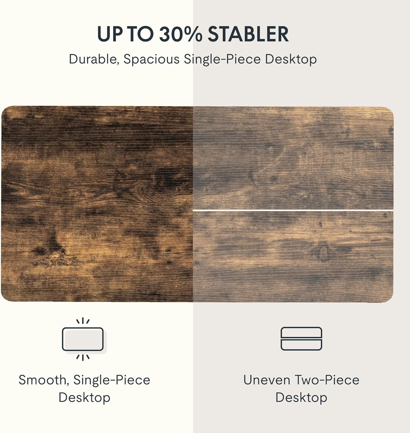 FLEXISPOT EN2 Whole-Piece Standing Desk with Clamp Power Strip, 55 x 28 Electric Stand Up Height Adjustable Desk with Cable Management (White Frame + 55" Rustic Brown Desktop, 2 Packages)