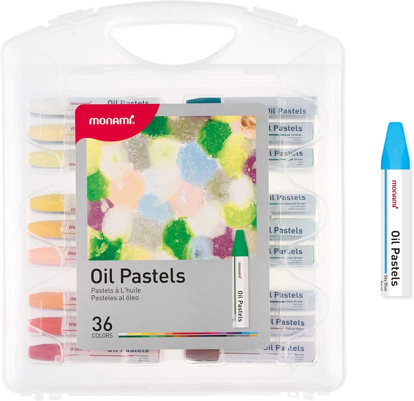MONAMI Oil Pastels, Jumbo Size Hexagonal Shape Oil Pastels for Kids and Students with Handy Carrying Case, 36 Vivid Colors Pack
